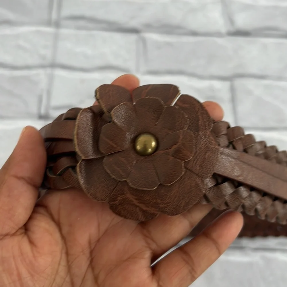 Belt medium braided brown bohemian